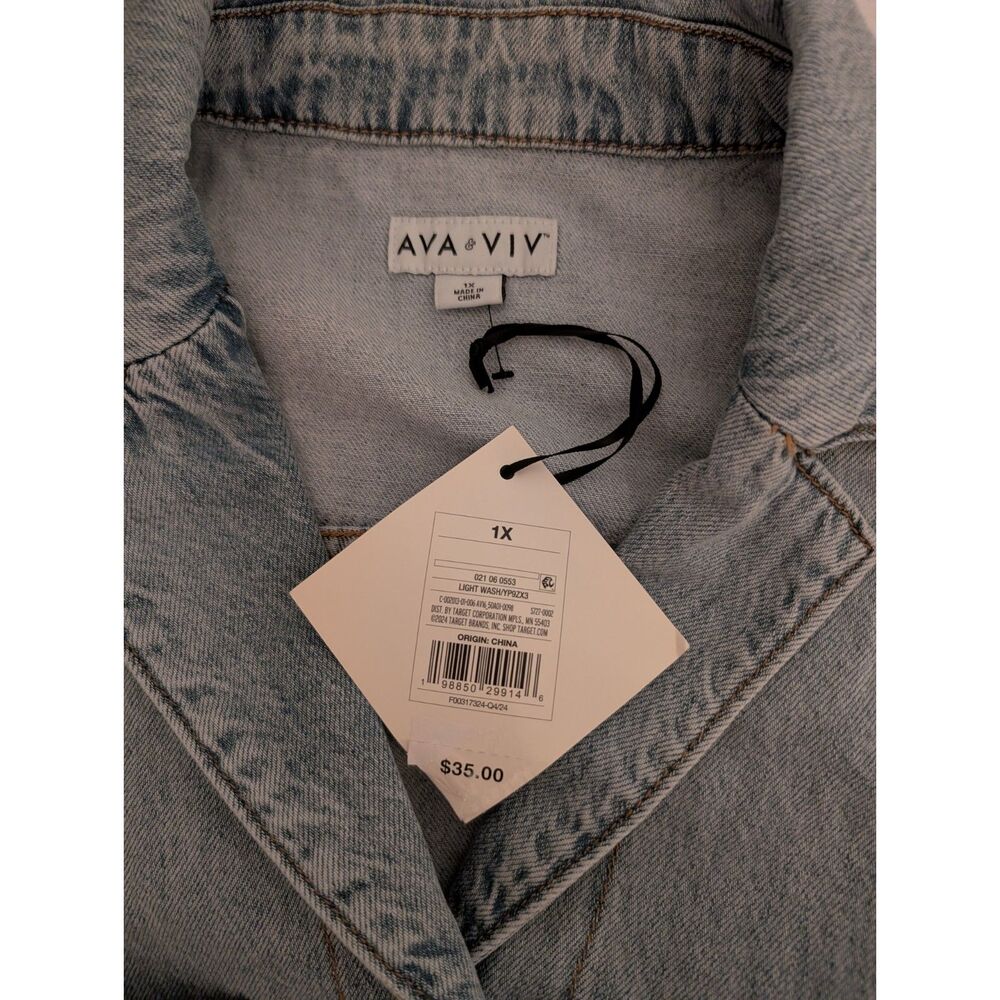 Ava & Viv Women's Denim Vest Light Wash Size 1X - Picture 5 of 7